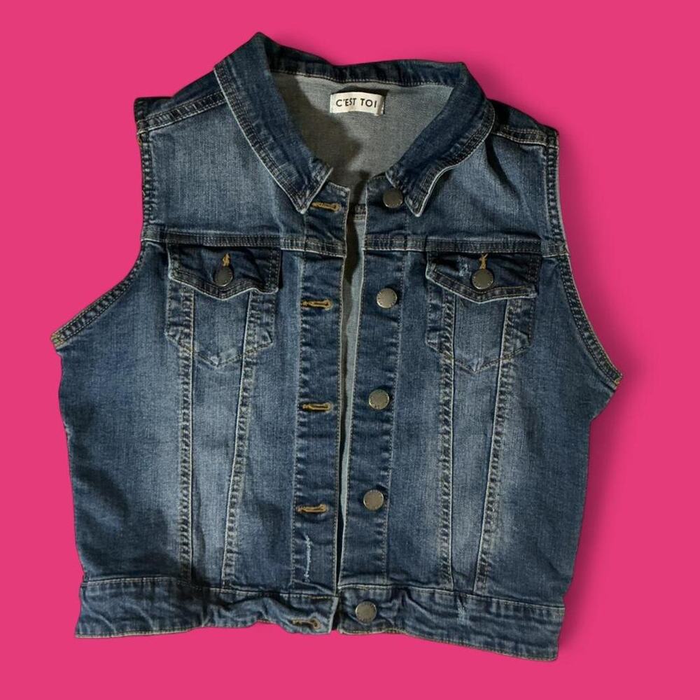 Cropped denim vest y2k
